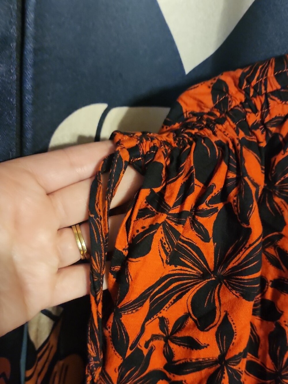 Ava & Viv Orange and Black Leaf-Print V-Neck Dress - Picture 3 of 4